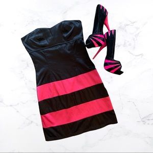 Black and Hot Pink Dress + Heels